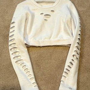 Alo, cropped white size small sweatshirt
